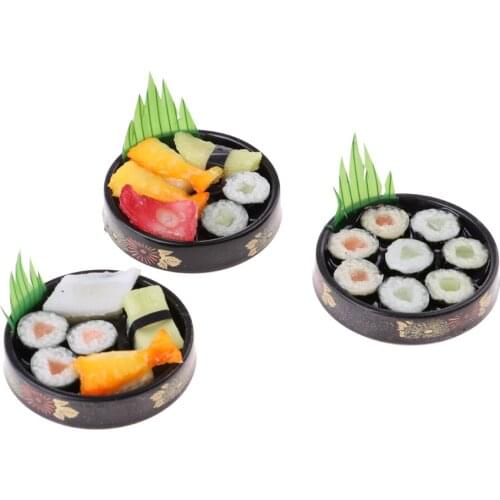3pcs 1/6 Dollhouse Miniatures Vivid Japanese Food Sushi - Round Plates