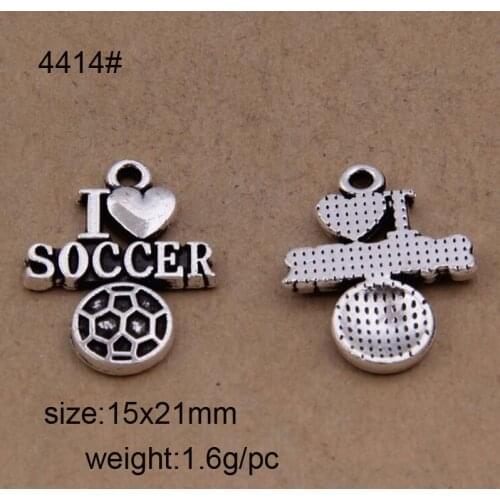 30pcs 15x21mm Antique Silver Alloy I LOVE SOCCER Charms Pendant Jewelry Making Necklaces Bracelets DIY Jewelry Findings