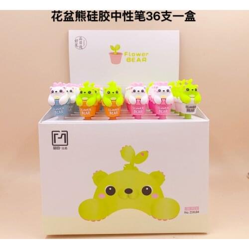 36pcs Kawaii Gel Pens Bear pot black gel ink pens for writing Cute stationery office school supplies 0.5mm