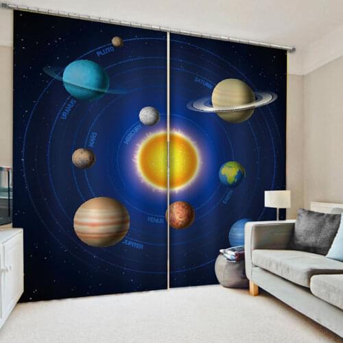 3D Solar System Galaxy Universe Planet Curtain for Children Kids Boys Room Decoration Bedroom Curtain Window Treatment Drapes