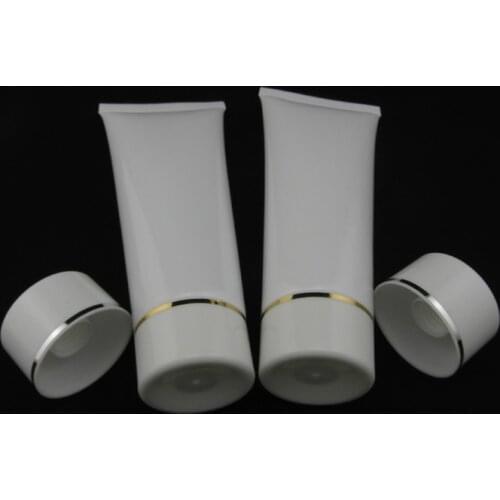 50pcs100ml White glossy tube Bronzing cap Lotion Bottle PE plastic squeeze bottle cosmetic packaging empty bottles