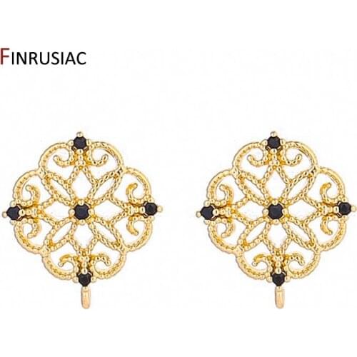 Earring Accessories For Jewelry Making 14k Gold Plated Inlay Zircon Stud Earrings Findings Components DIY Earring Material
