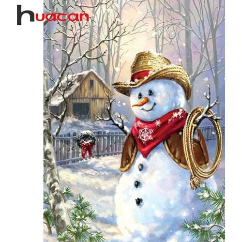 Huacan Full Diamond Embroidery Snowman 5D Diamond Art Painting Mosaic Cartoon Paintings For Interior Christmas Decoration