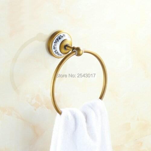 Antique Retro Classic Towel Ring Wall Mounted Towel Holder Bathroom Accessories Hardware Ceramic Holder Towel Shelf ZR2203