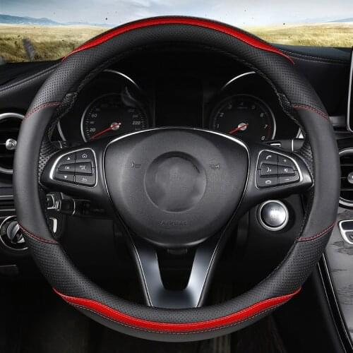 Car-styling Steering Wheel Cover Carbon Fiber Leather 37-38CM Cars Wheel Covers Anti Slip Breathable Universal Auto Accessories