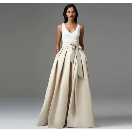 Noble Ivory Maxi Skirts A Line Pleated Chic Invisible Zipper Floor Length Long Skirts 2016 Custom Made Formal Party Long Skirts
