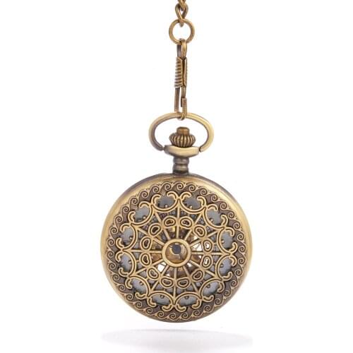 Large pocket watch bronze spider net pocket watch retro pattern personality creative exquisite gift quartz mechanical pocket wat