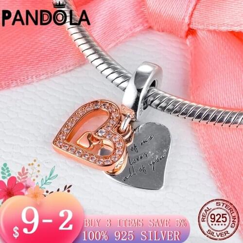 2021 new 925 Sterling Silver Sparkling Freehand Heart Dangle Charms Beads Fit Original Pandora Bracelet Silver S925 Jewelry Gift