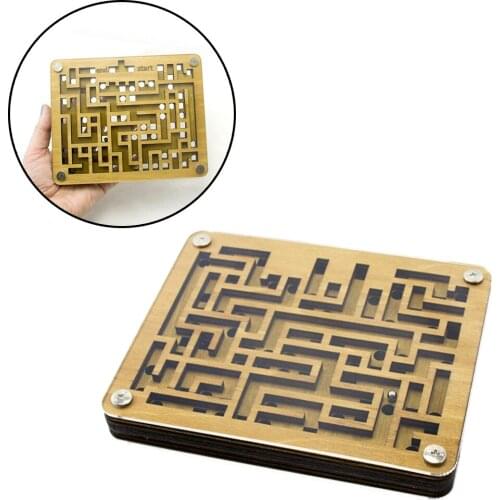 Wood Labyrinth Board Game Maze Puzzle Montessori Toy Kids Table Game with 2 Sides