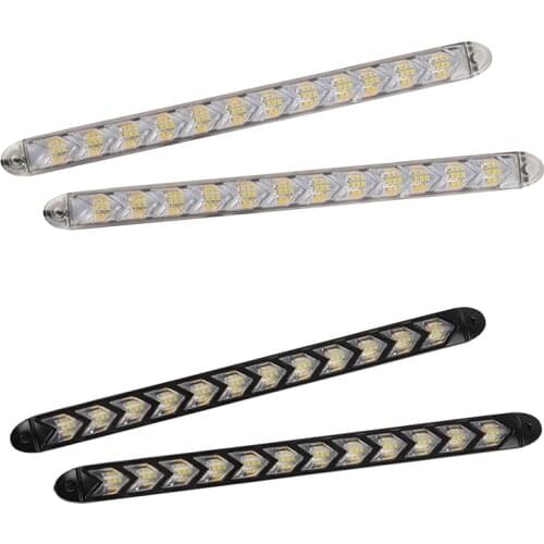 2PCS Universal DRL Daytime Running Lights 12 LED Turn Signal Lights Waterproof Flowing Headlight Strip