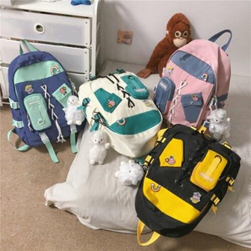 Travel Schoolbag female Korean version Harajuku junior and high school students fashion color contrast backpack 2021 new