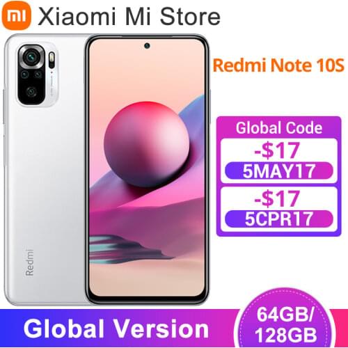 Global Version Xiaomi Redmi Note 10S Mobile Phone Helio G95 Octa Core 64MP Quad Camera 6.43" AMOLED Screen 33W Fast Charging