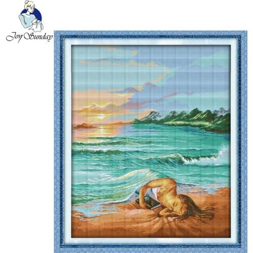 Joy sunday figure style The daughter of sea easy counted cross stitch charts diy needle craft for beginners