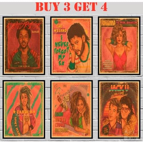 18 Designs Popular Singer Kraftpaper Poster Alternative Abstract Art Painting Funny Wall Sticker 42X30cm