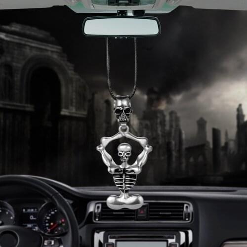 Car Pendant 3D Metal Charm Rearview Mirror Suspension Decoration Skull Automobiles Interior Hanging Ornament Accessories Gifts