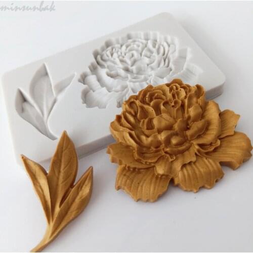 Minsunbak Floral Silicone Mould Peony Flower Sugarcraft Cake Decorating Tool Chocolate Gumpaste Kitchen Baking Utensils