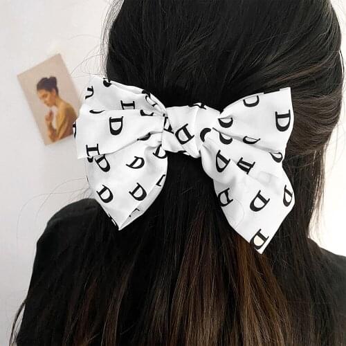 IFMIA 2021 Women Fashion Bow Hairpins Letter Printing Clip Hairgrip Styling Tool Girl Temperament Barrettes Hair Accessories New