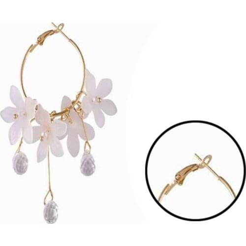 Girls Fashion Crystal Flower Earrings Korean Womens Earrings Long Simple Cold Wind Earrings
