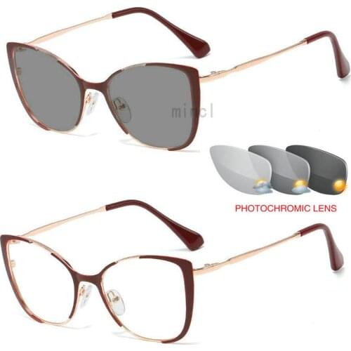 2019 New Transition Sunglasses Photochromic Glasses women Prescription Eyewear with Color Myopia glasses FML