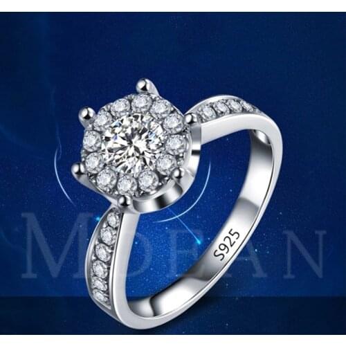 New Simple ring European retro platinum smooth side ring Crystal from Swarovskis For Women Fashion Jewelry Wedding Ring