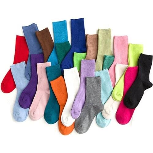 Autumn Winter New Style Short Middle Stockings Light White School Plain Socks Cotton