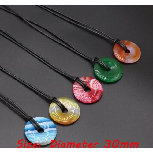 Natural Stone Big Hole Crystal Pendant Necklace Round Amethysts Turquoise Charm Jewelry Making Women Amulet Necklaces Gifts