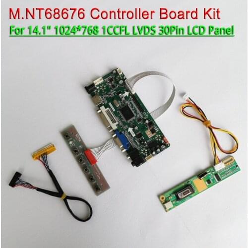 Fit HT14X19 HT14X1B IAXG15 1024*768 VGA DVI 1CCFL 14.1" keyboard LVDS 30Pins M.NT68676 LCD screen controller board DIY kit