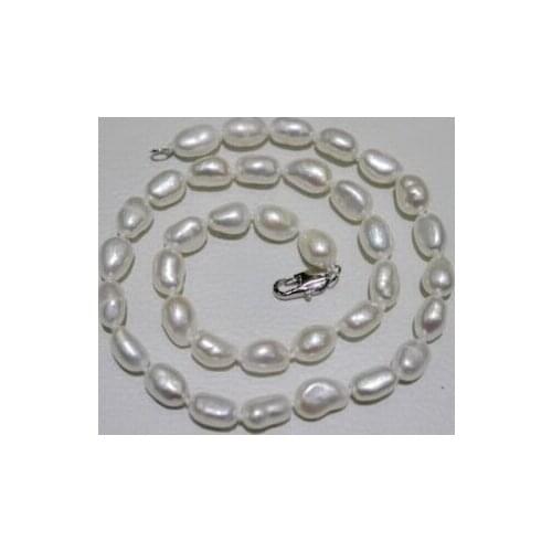 Fresh water pearl necklace white 8x9mm Length