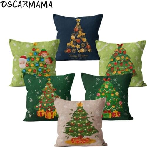 Christmas Xmas Tree Flower Santa Cruz Navy Dark Green Plant Cushion Cover 40 45 50 Throw Pillow Home Party Garden Decoration