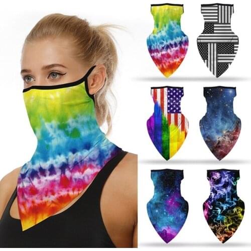 Neck Cover Head Scarf Floral Printing Half Face Mask Sun Protection Ear Hanger Cycling Accessories Breathable Triangle Bandana