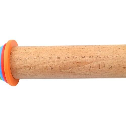 17-inch beech wood rolling pin with scale rolling pin kneading tool adjustable thickness flour stick
