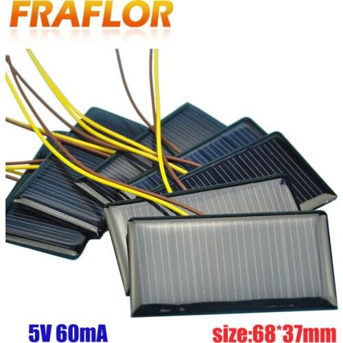 10Pcs/lot Solar Panel Solar Cell Polycrystalline Silicon Placa Solar DIY Panneau Solaire Solar Cells Modules 5V 60mA 68*37*3mm