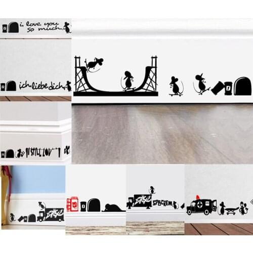 Funny Black Cat Mouse Baby 3d Vivid Hole Car Wall Stickers Decal Home Decals Bedroom Valentines Day Decor