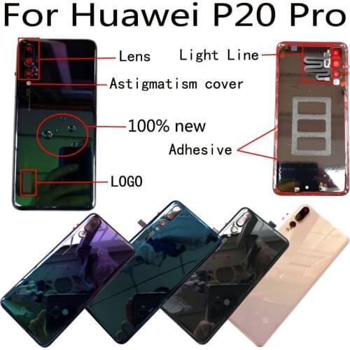 100% Orig New For Huawei P20 Pro CLT-AL00 CLT-L09 CLT-L29 CLT-TL00 Glass Rear Back Door Housing Battery Door Cover + Adhesive