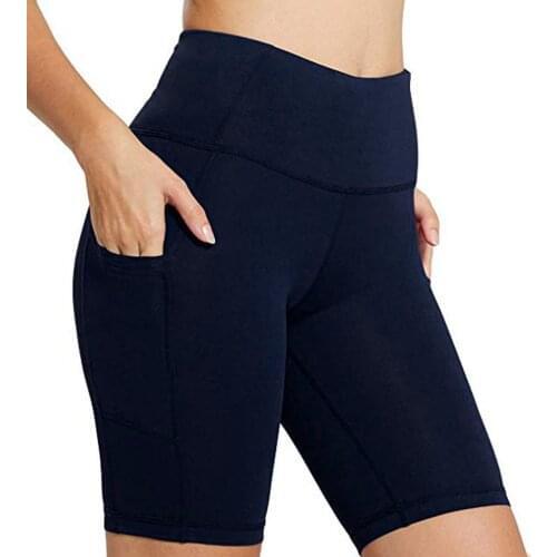 Women Gym Shorts High Waist Lifting Push Up Tight Cycling Sports Leggings Phone Pocket Jogging Running Fitness Yoga Short Pant