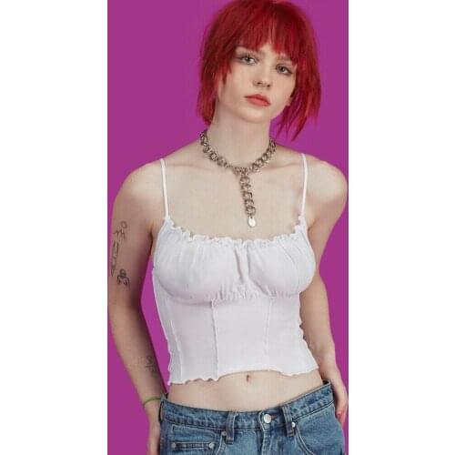 2020 Summer Women Sexy Ruffles Tank Top Fashion Ladies Sleeveless Strapless Ruched Slim Crop Top Female Clothing Tanks