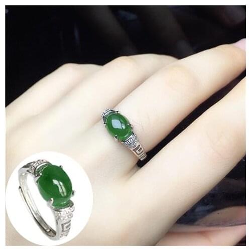 925 silver plated green chalcedony gem ring female red agate atmosphere fashion opening ring birthday present female