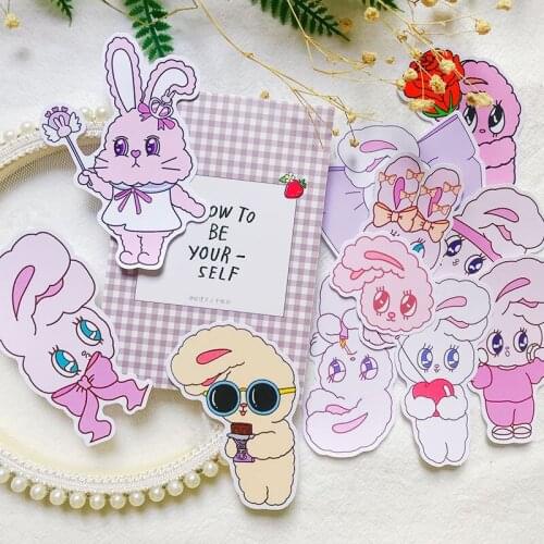 11PCS Pink rabbit Sticker Decoration DIY Ablum Diary Scrapbooking Label Sticker Cute Stationery