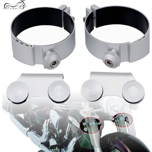 2Pcs Fork Deflector Mounting Clamps For Yamaha Road V Star 1100 650 Suzuki C90 Kawasaki 1500 800 Vulcan