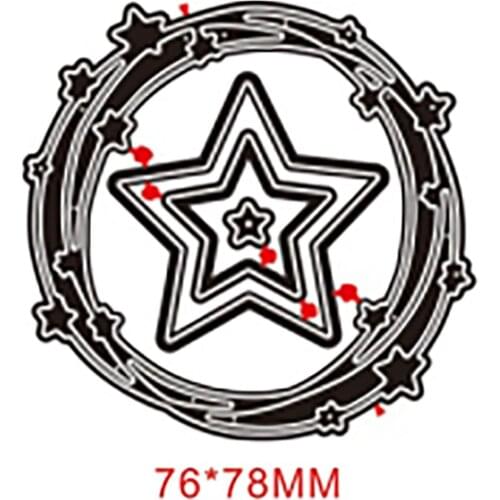 2021 Hemere Star Wreath Carbon Steel Metal Cutting Dies Stencil for DIY Scrapbooking Paper Album Card Craft Embossing Dies Cut