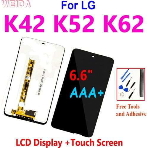 6.6" AAA+ LCD For LG K42 K52 K62 LCD Display Touch Screen Digitizer Assembly With Frame for LG K42 K52 K62 LCD Replacement Parts