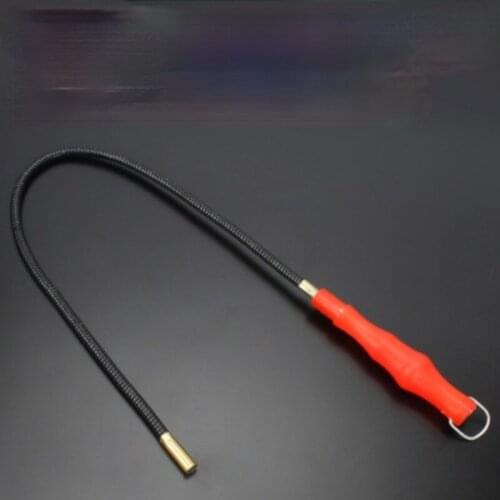 60cm Flexible Magnetic Pickup Tool LED Light Magnet Garage Tool Repair Pick Up Red Plastic Handle Bendable Metal Grabber