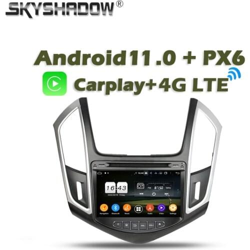 720P Wireless Carplay PX6 Android 10.0 4GB + 64GB Car DVD Player Wifi Bluetooth 5.0 RDS RADIO GPS For Chevrolet CRUZE 2013 -2015