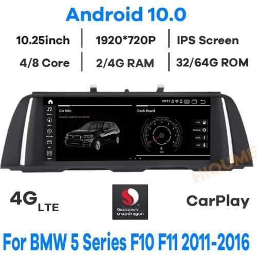 10.25" Qualcomm CPU Android 10 Car Multimedia Player GPS Navigation Radio for BMW 5 Series 520i F10 F11 2011-2016 CIC/NBT Stereo