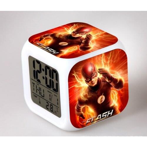 Japanese Anime Super Hero Flash LED 7 Color Flash Digital Alarm Clocks Kids Night Light Bedroom Clock reloj despertador