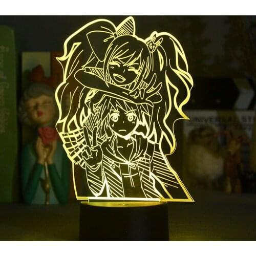 Danganronpa 3D Night Lights Enoshima Junko Makoto Naeki Color Changing Lampara Xmas Gift Anime Fandom Shipping Naejunko Lamp