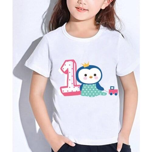 Childrens Birthday Number 1~9 Animal Cartoon Shirt Kids Clothes T-shirt Boys And Girls Birthday Gift Baby Clothes 3-9 Years Old