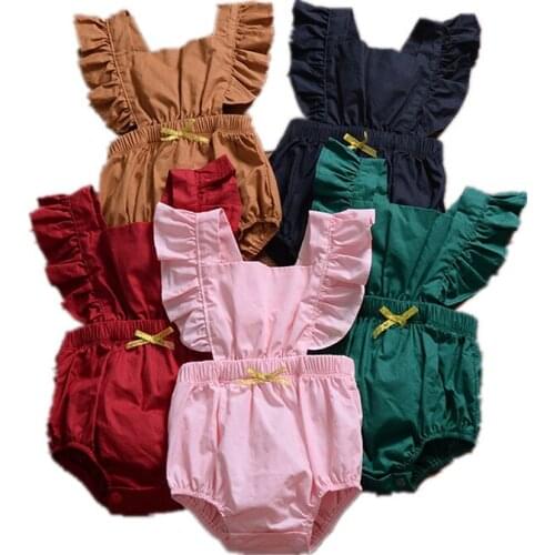 Baby Romper Summer Newborn Baby Girls Ruffle Rompers Cute Infant Girls Backless Cotton Jumpsuit Baby Girl Clothes D1250