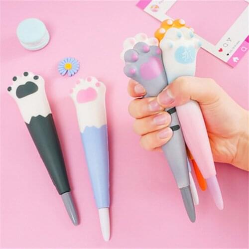 1pc Kawaii Cats Claw Gel Pen Stress Relief Sponge Text Writing Tool Cute Korean Stationery Supplies Pens for School