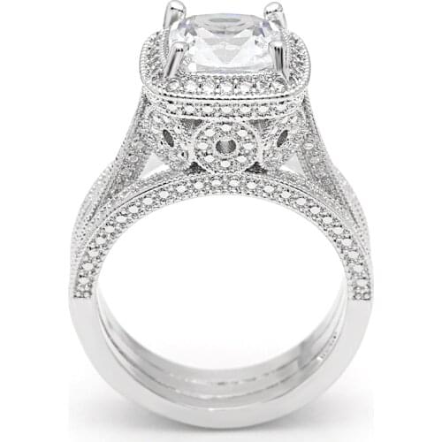 Hainon Silver Color Rings Engagement Woman Cubic Zirconia Ring For Women Ladies Lover Luxury Party Wedding Jewelry